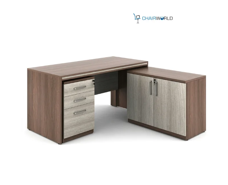 Executive L-Shaped Desk with Storage Return