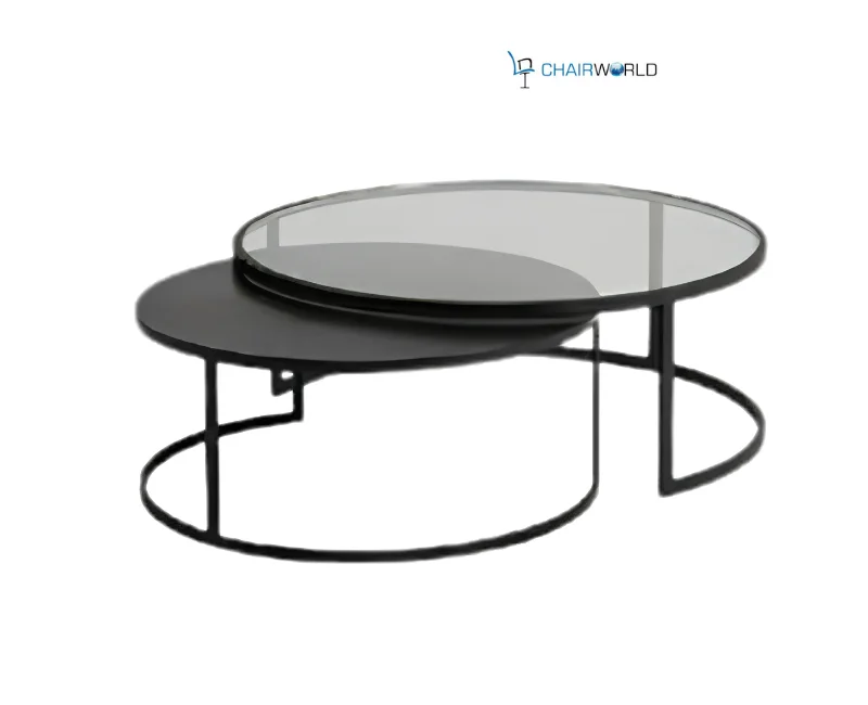 mixed-material nested coffee tables