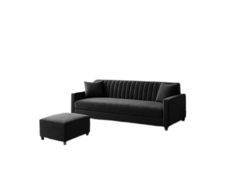 3-Seater Wooden Sofa Set with Ottoman for Office